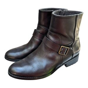 Cole Haan Huntley Boots Women's Size 7B Black Leather Waterproof Buckle Zip Moto